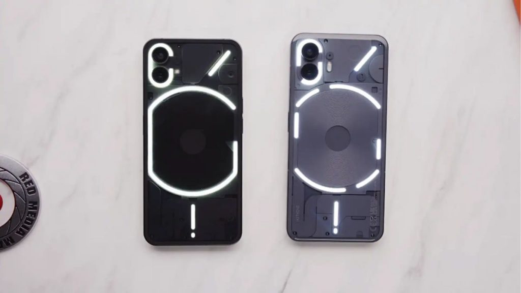 Image of Nothing 1 and Nothing 2a phones.