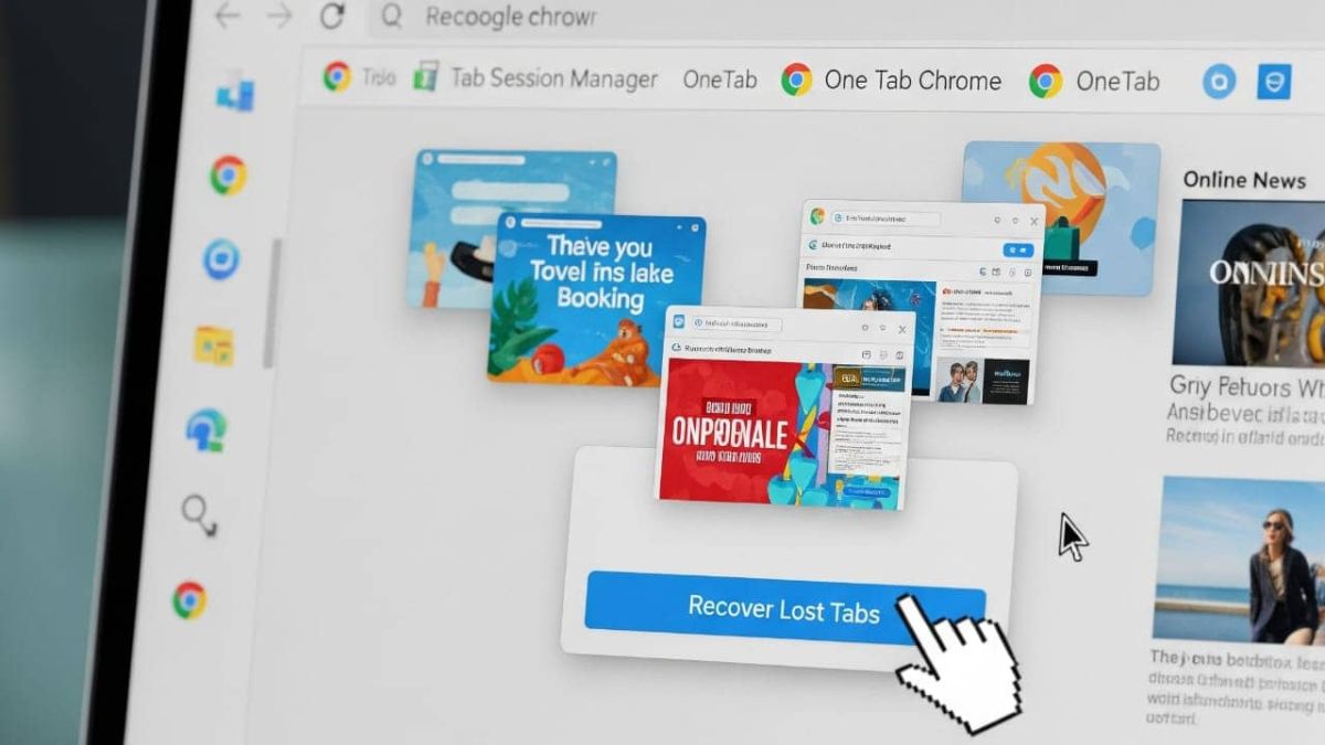 Image demonstrating Chrome interface. Chrome tab recover