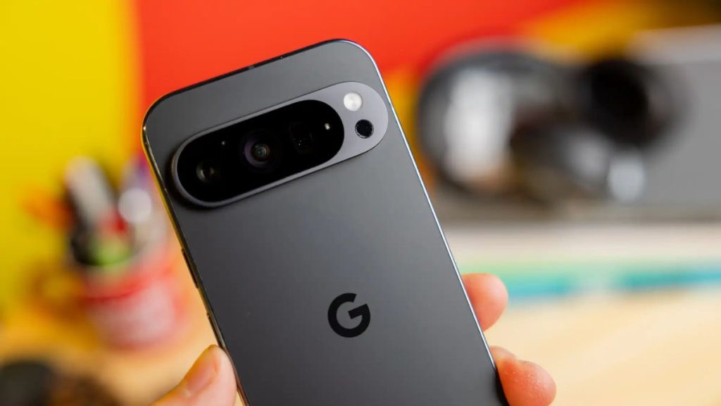 Image of the back side of the Google Pixel 10 phone.