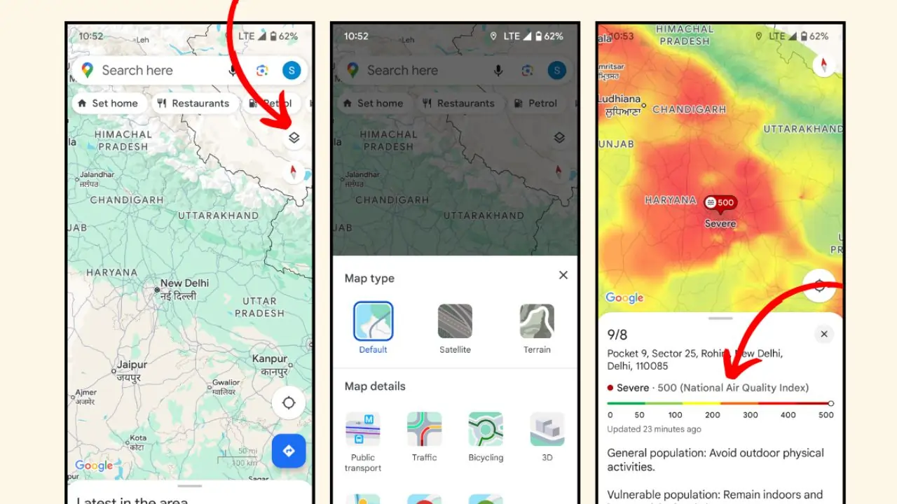 Google Maps AQI Check